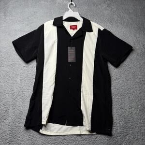 Maximos USA Yucatan Shirt Men's Large Black and White Short Sleeve Button Up